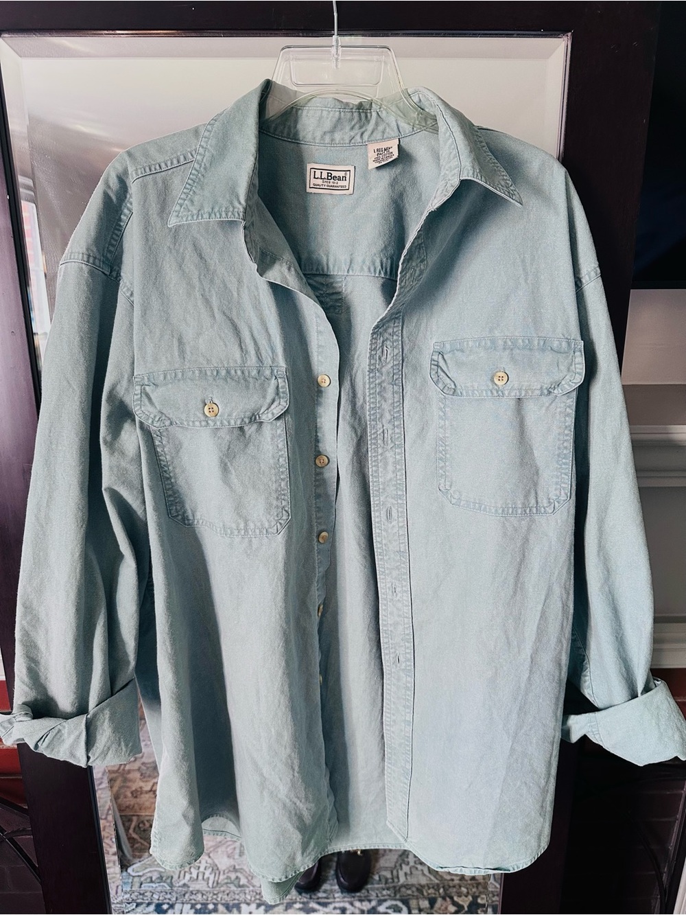 L.L. Bean Men's Light Mint Green Button-Down Shirt